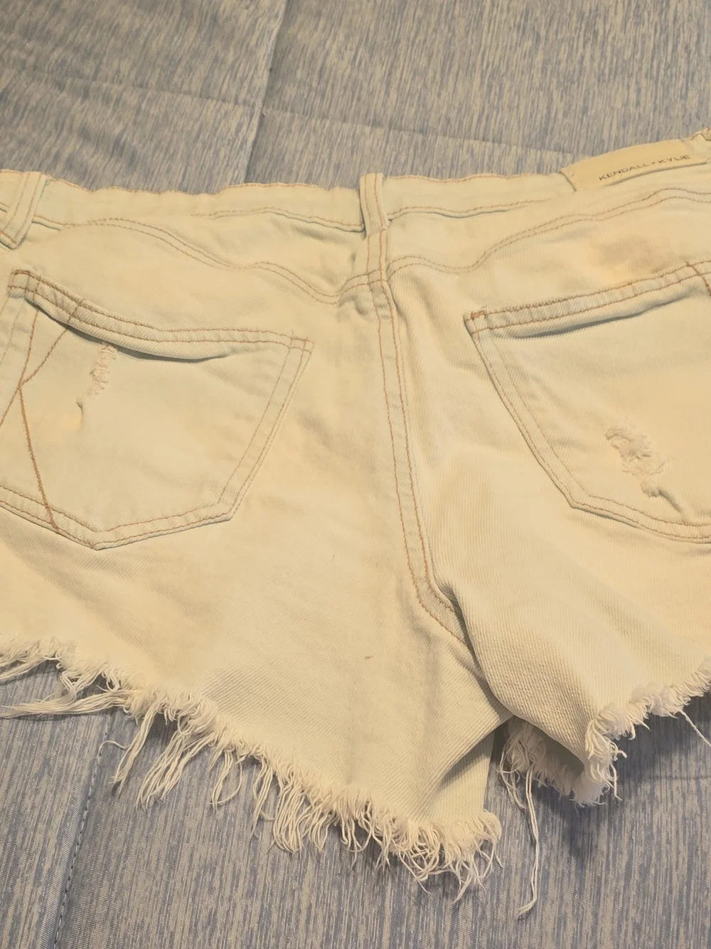 Kendall & Kylie Distressed White Denim Cutoff Shorts